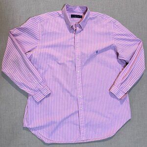 Ralph Lauren Pink White Striped Button Down Shirt 2XLT Tall